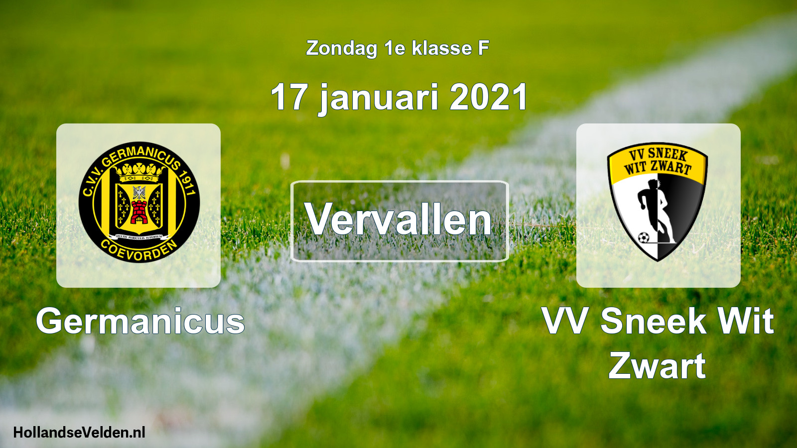 Scheduled Match: Germanicus - VV Sneek Wit Zwart (17 January 2021)