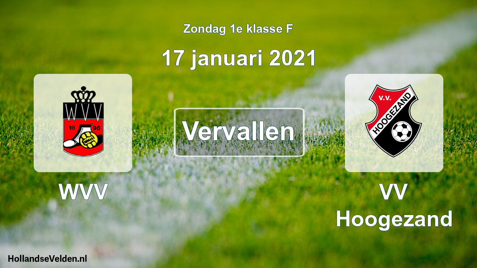 Scheduled Match: WVV - VV Hoogezand (17 January 2021)