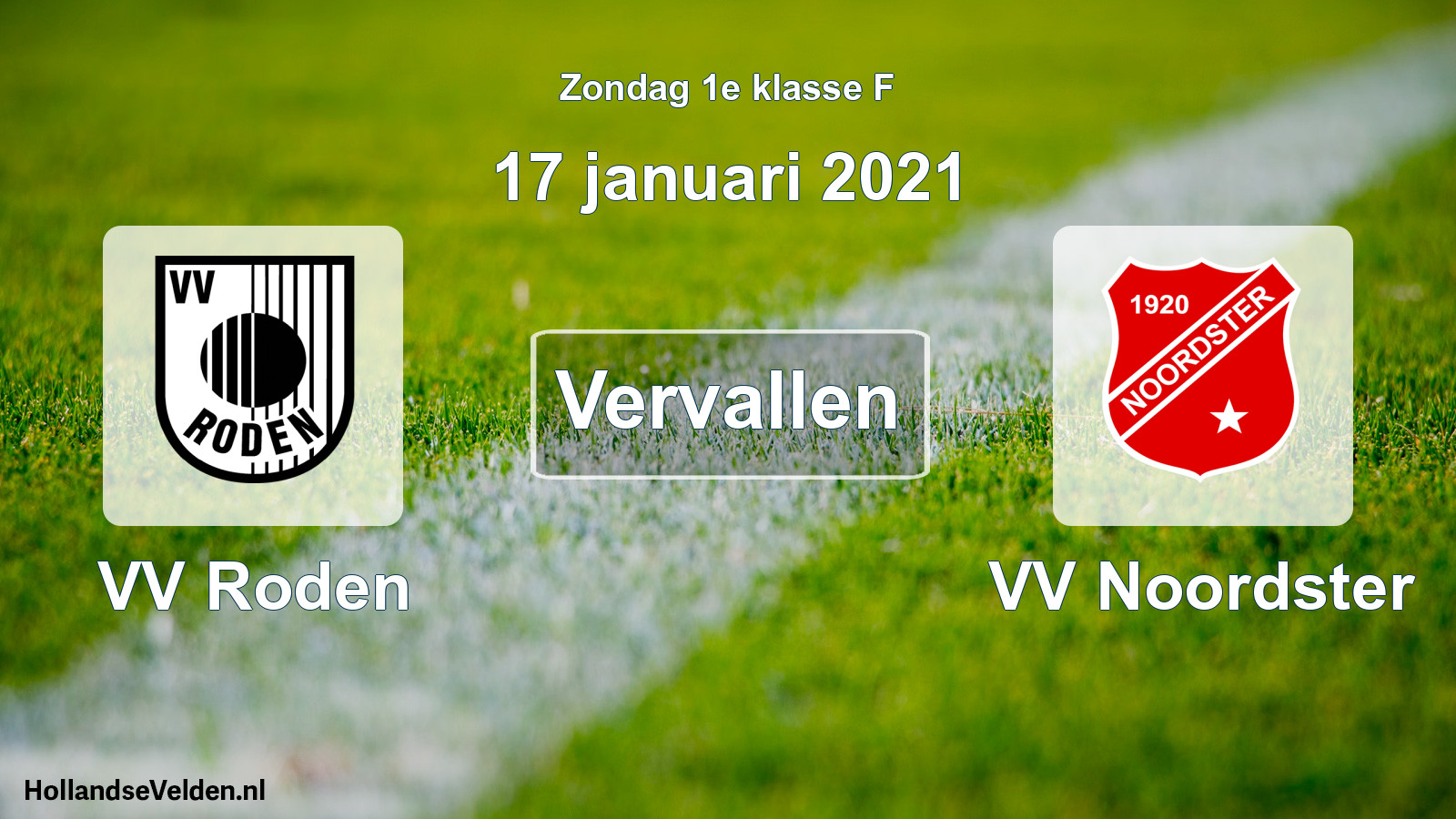 Scheduled Match: VV Roden - VV Noordster (17 January 2021)