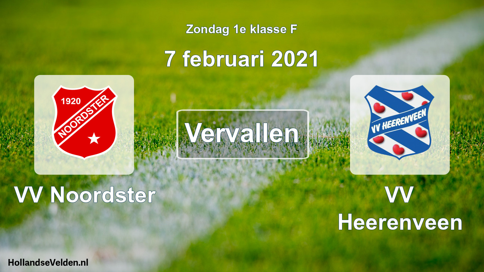 Scheduled Match: VV Noordster - VV Heerenveen (7 February 2021)