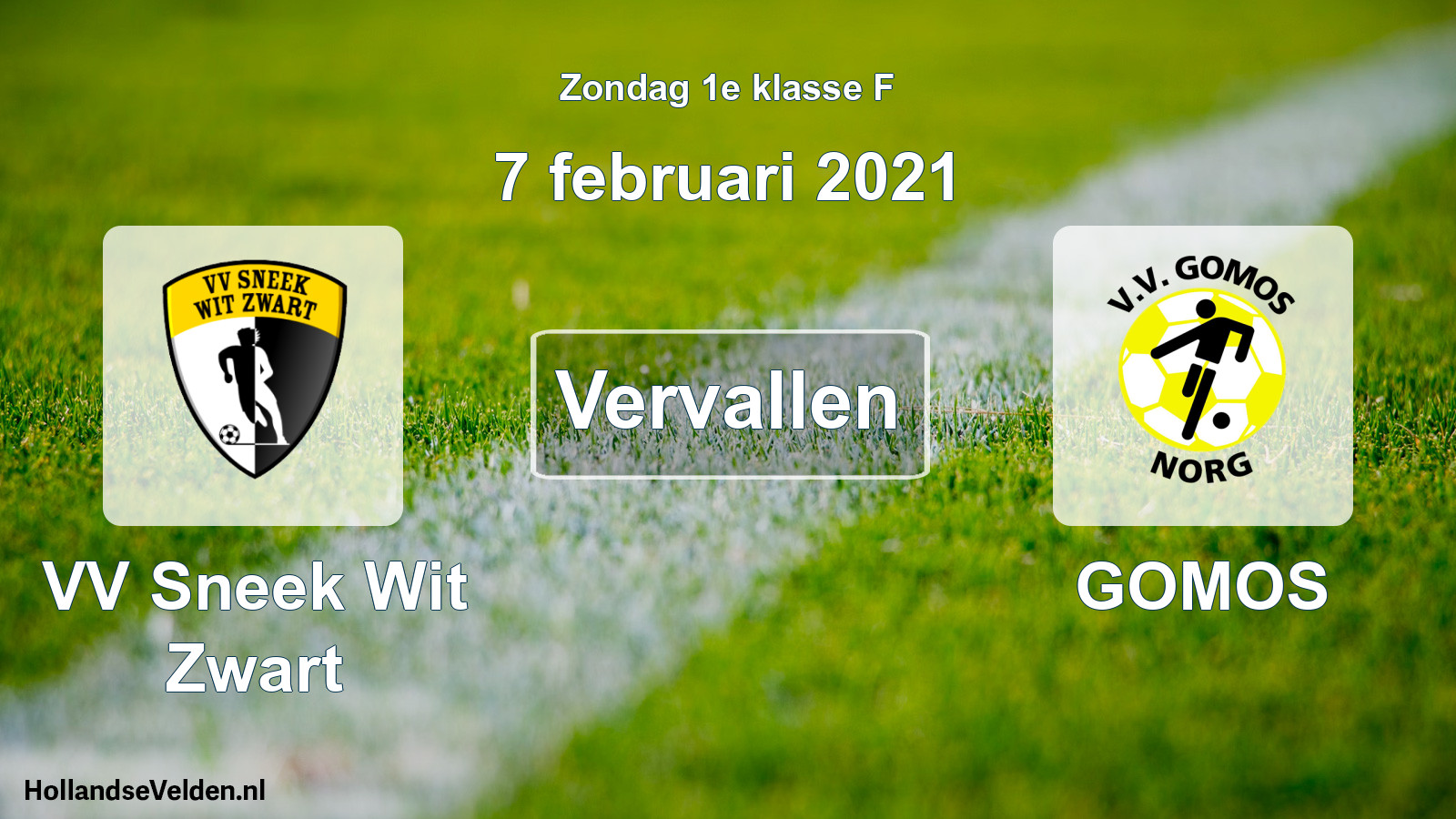 Scheduled Match: VV Sneek Wit Zwart - GOMOS (7 February 2021)