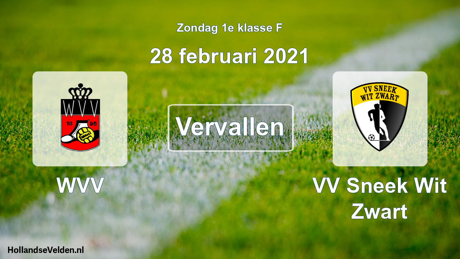 Scheduled Match: WVV - VV Sneek Wit Zwart (28 February 2021)