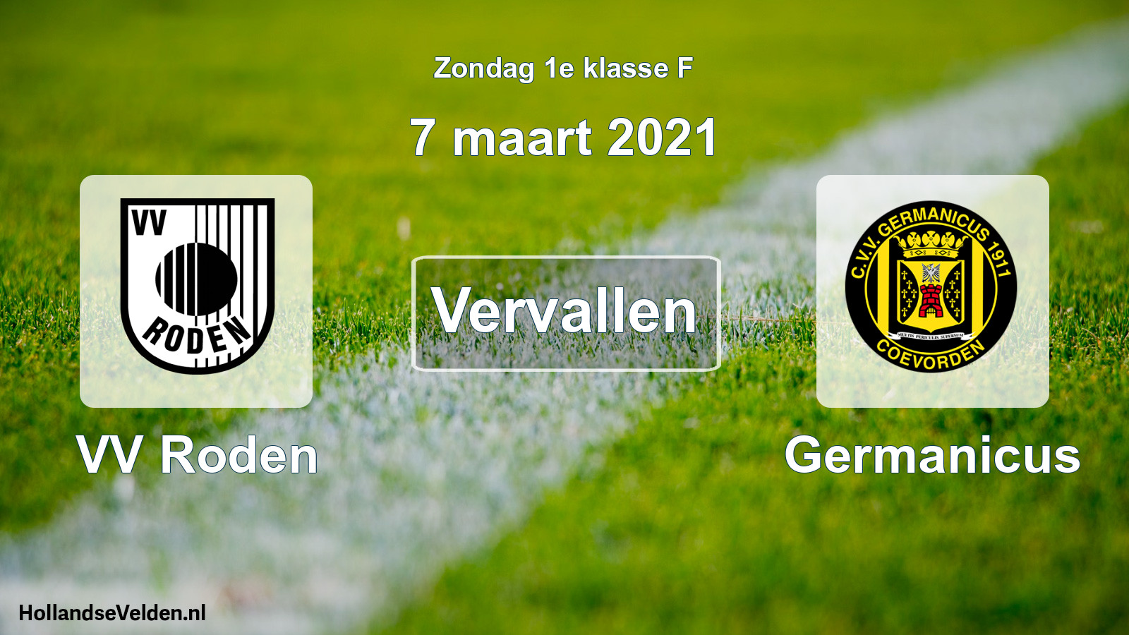 Scheduled Match: VV Roden - Germanicus (7 March 2021)