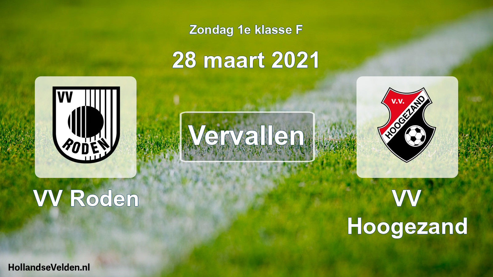 Scheduled Match: VV Roden - VV Hoogezand (28 March 2021)