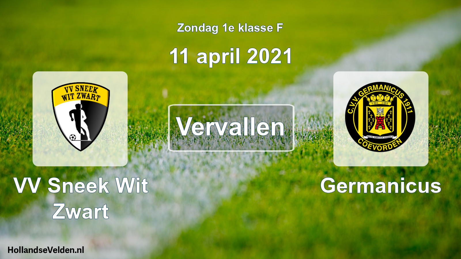 Scheduled Match: VV Sneek Wit Zwart - Germanicus (11 April 2021)