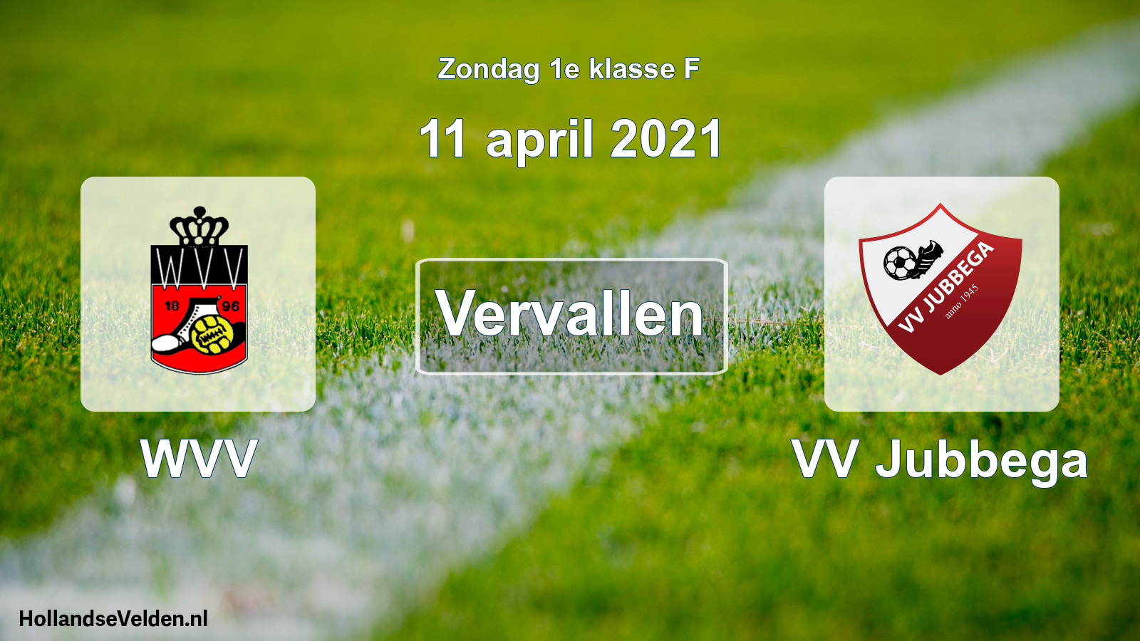Scheduled Match: WVV - VV Jubbega (11 April 2021)