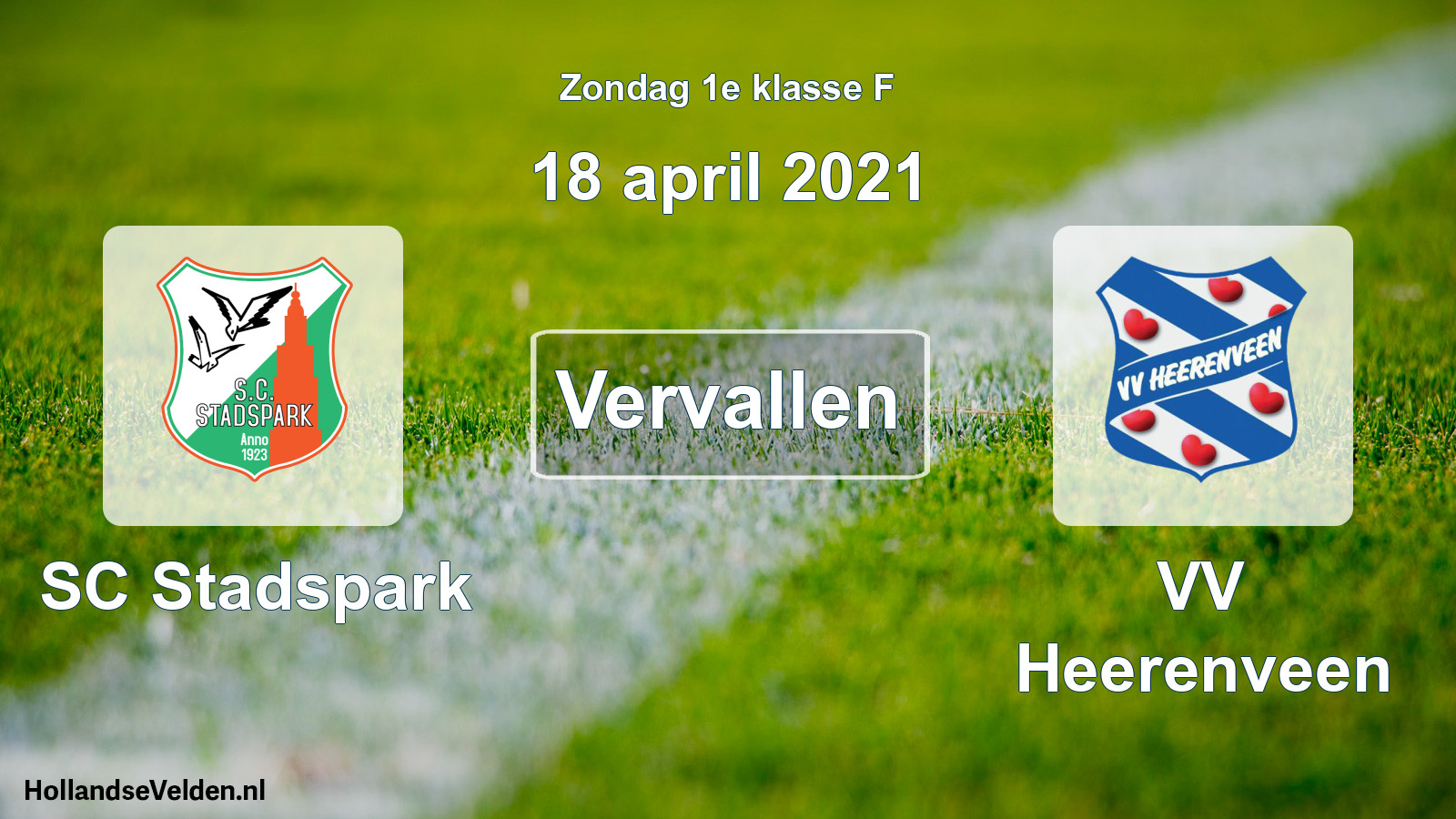 Scheduled Match: SC Stadspark - VV Heerenveen (18 April 2021)