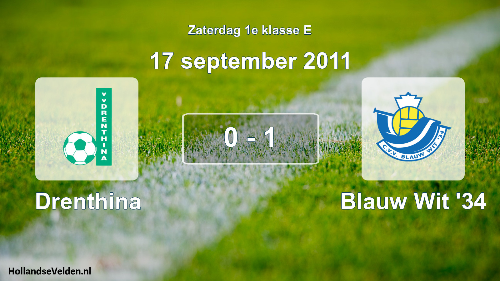 Total number of matches played: Drenthina - Blauw Wit '34 0 - 1 (17 September 2011)