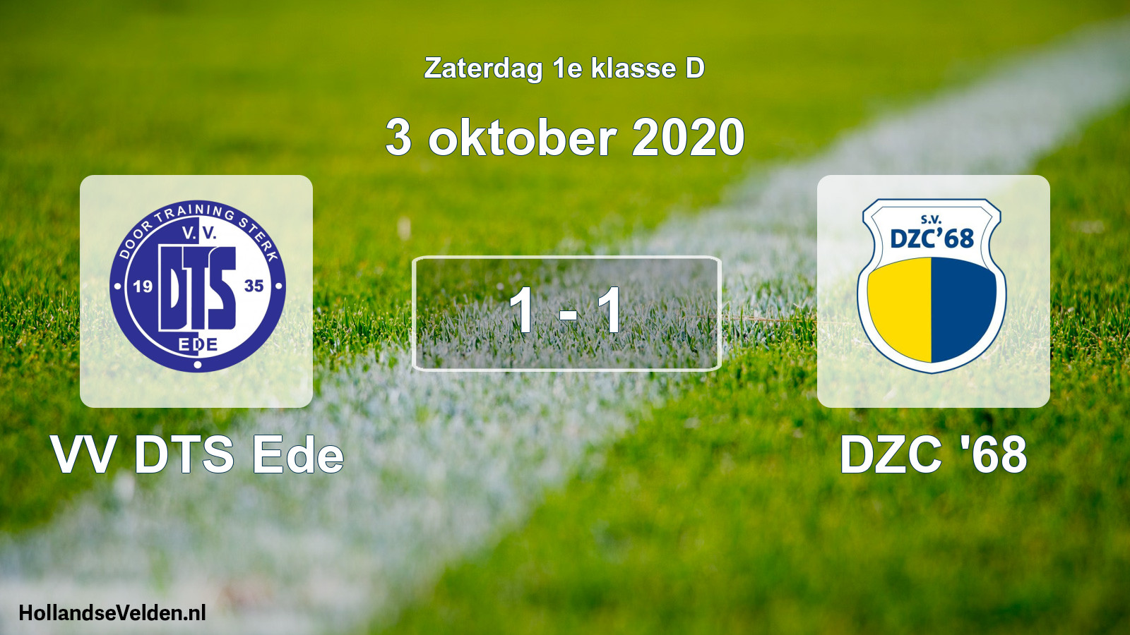 Total number of matches played: VV DTS Ede - DZC '68 1 - 1 (3 October 2020)