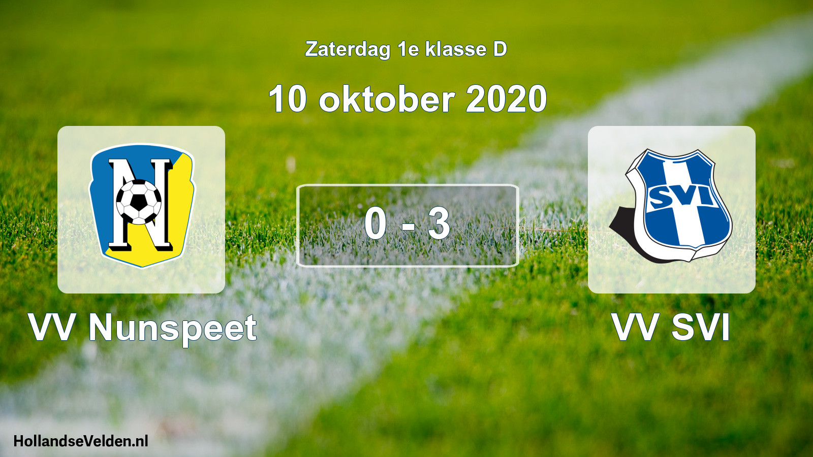 Total number of matches played: VV Nunspeet - VV SVI 0 - 3 (10 October 2020)