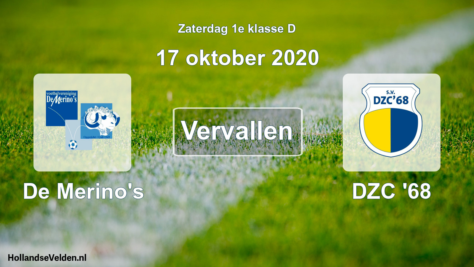 Scheduled Match: De Merino's - DZC '68 (17 October 2020)