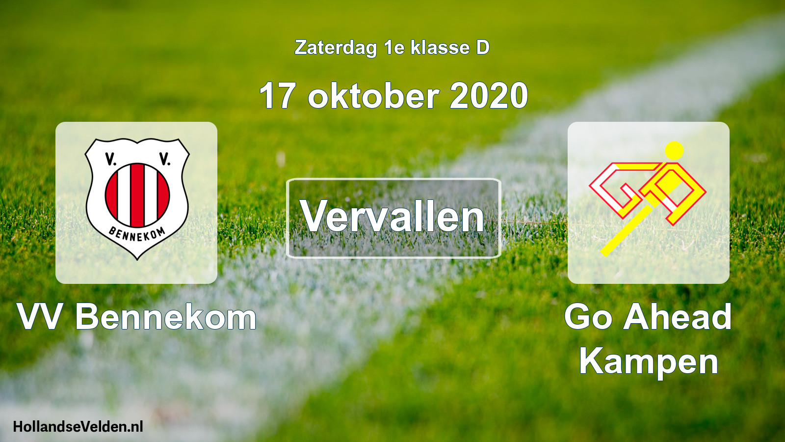 Scheduled Match: VV Bennekom - Go Ahead Kampen (17 October 2020)