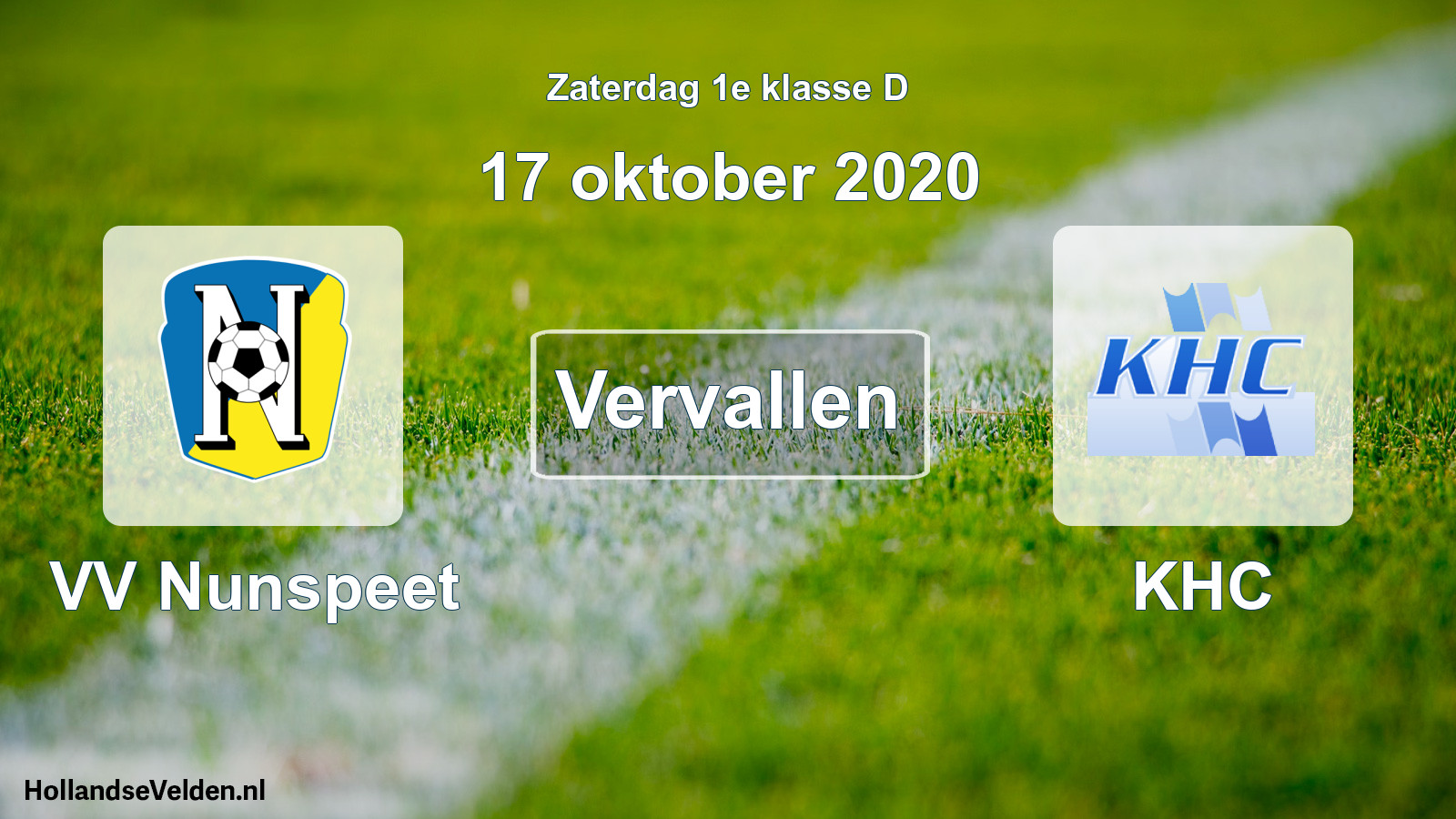Scheduled Match: VV Nunspeet - KHC (17 October 2020)