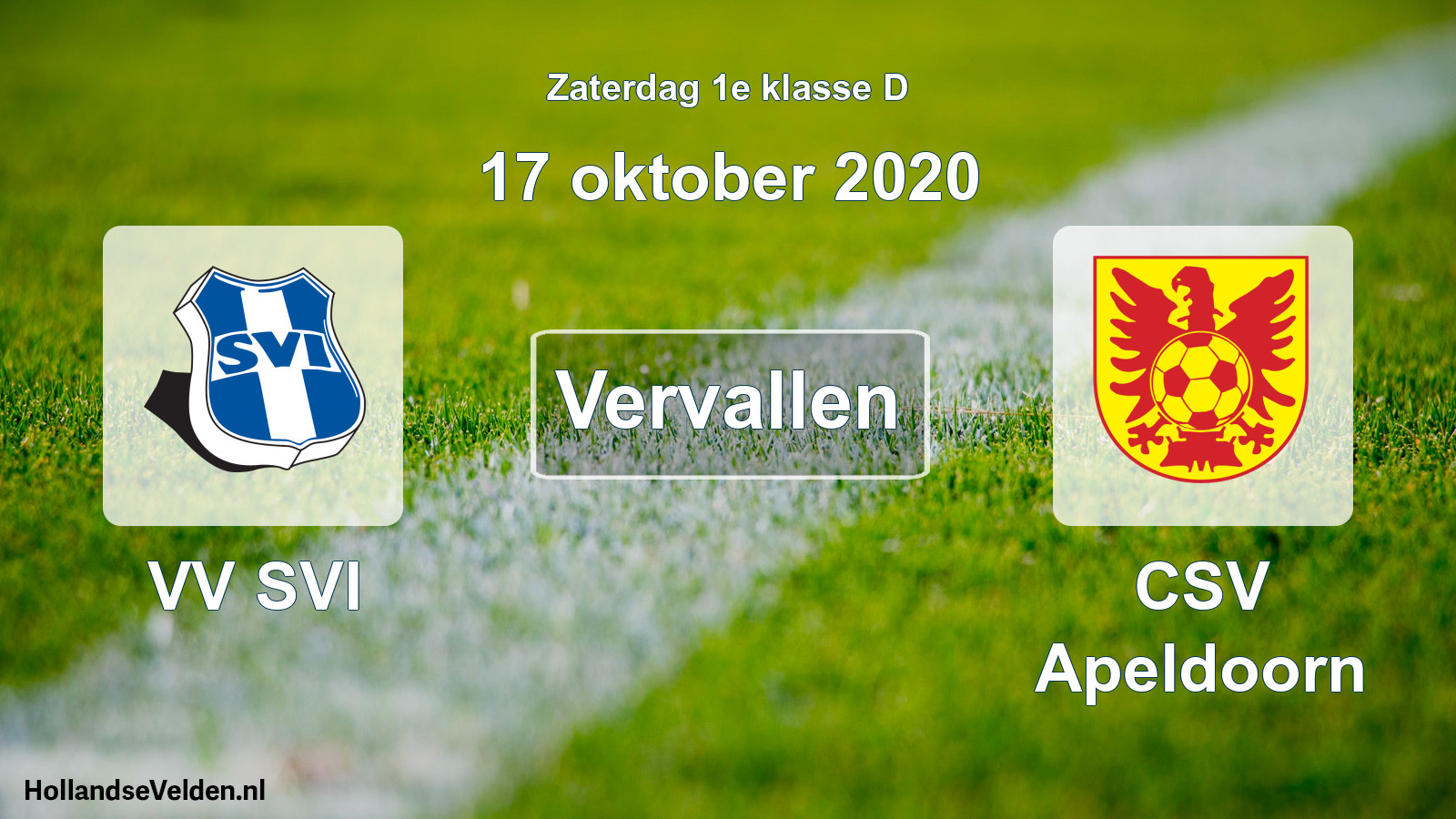 Scheduled Match: VV SVI - CSV Apeldoorn (17 October 2020)
