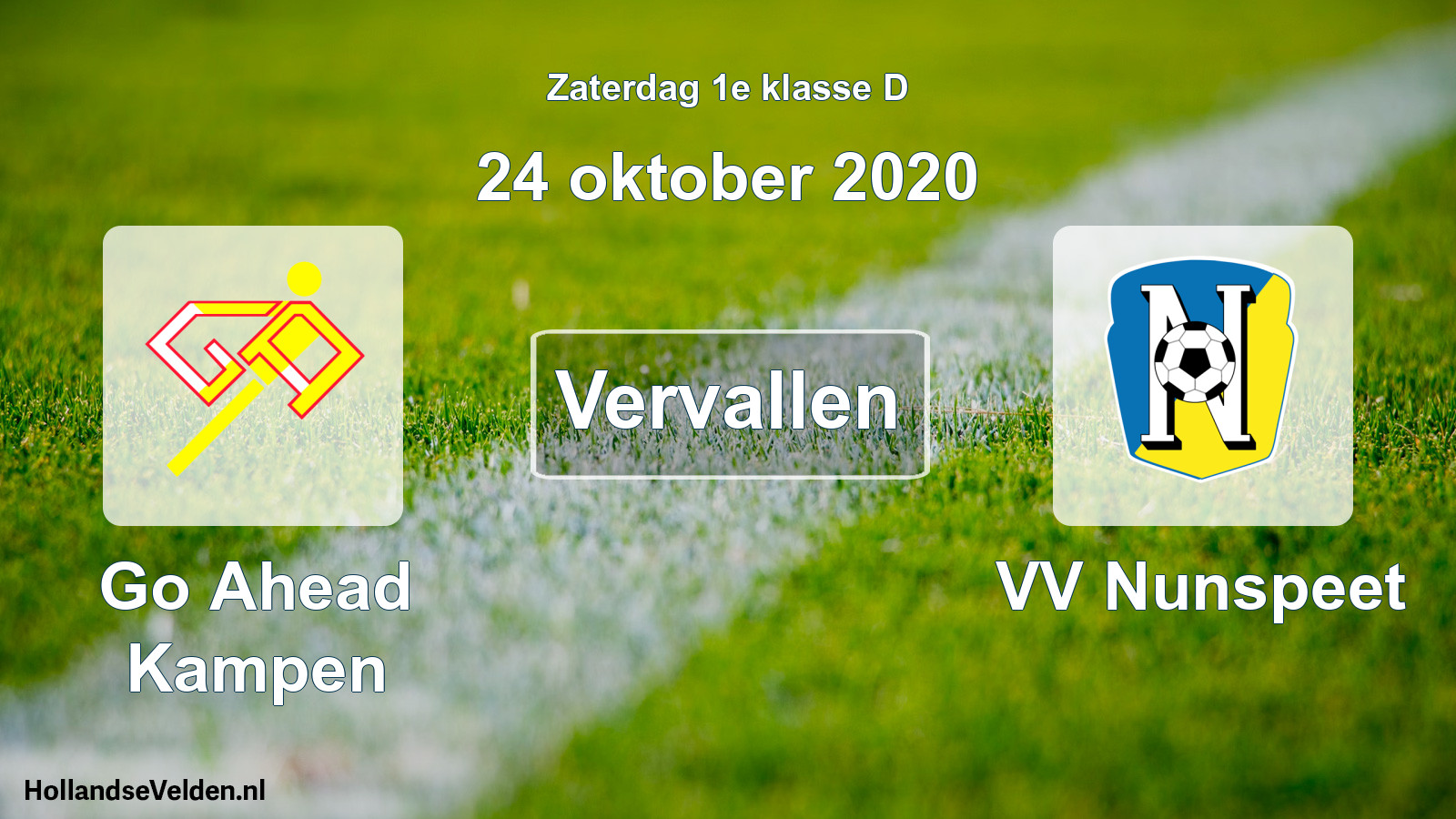 Scheduled Match: Go Ahead Kampen - VV Nunspeet (24 October 2020)