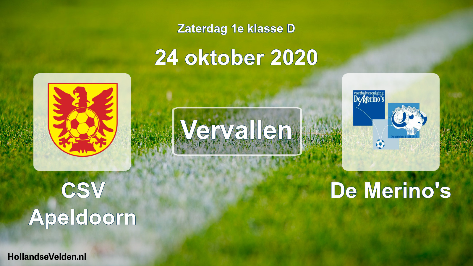 Scheduled Match: CSV Apeldoorn - De Merino's (24 October 2020)