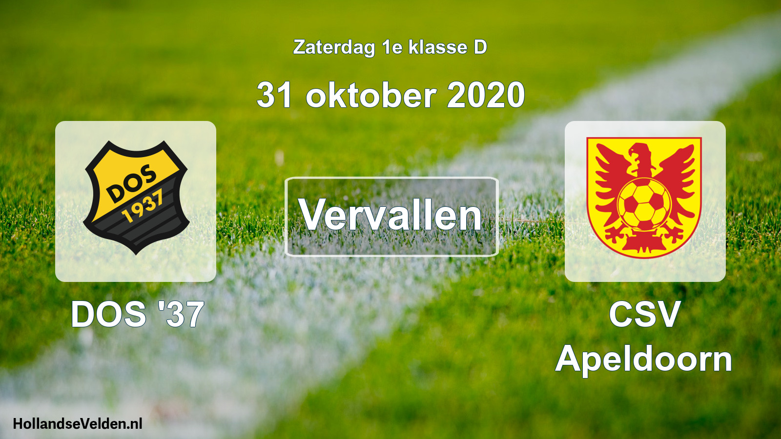 Scheduled Match: DOS '37 - CSV Apeldoorn (31 October 2020)