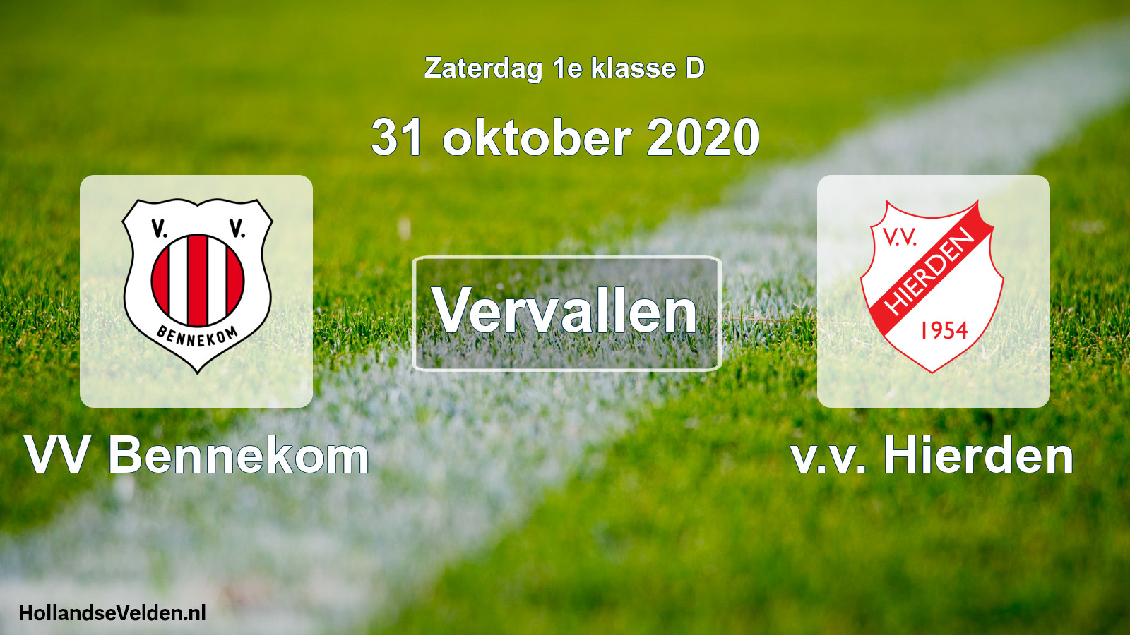 Scheduled Match: VV Bennekom - v.v. Hierden (31 October 2020)