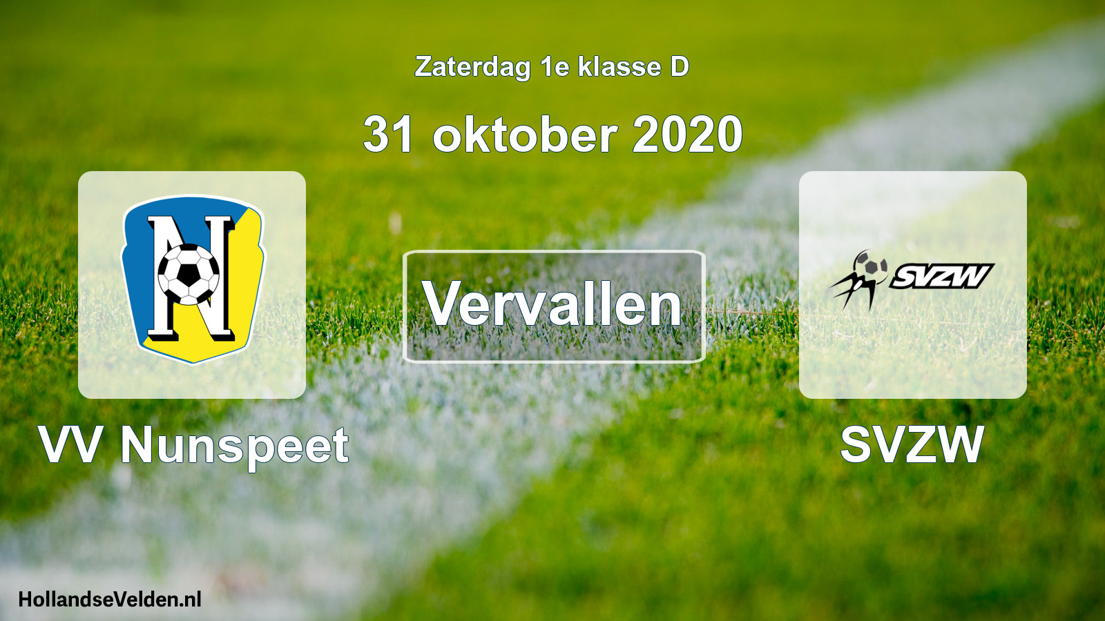 Scheduled Match: VV Nunspeet - SVZW (31 October 2020)