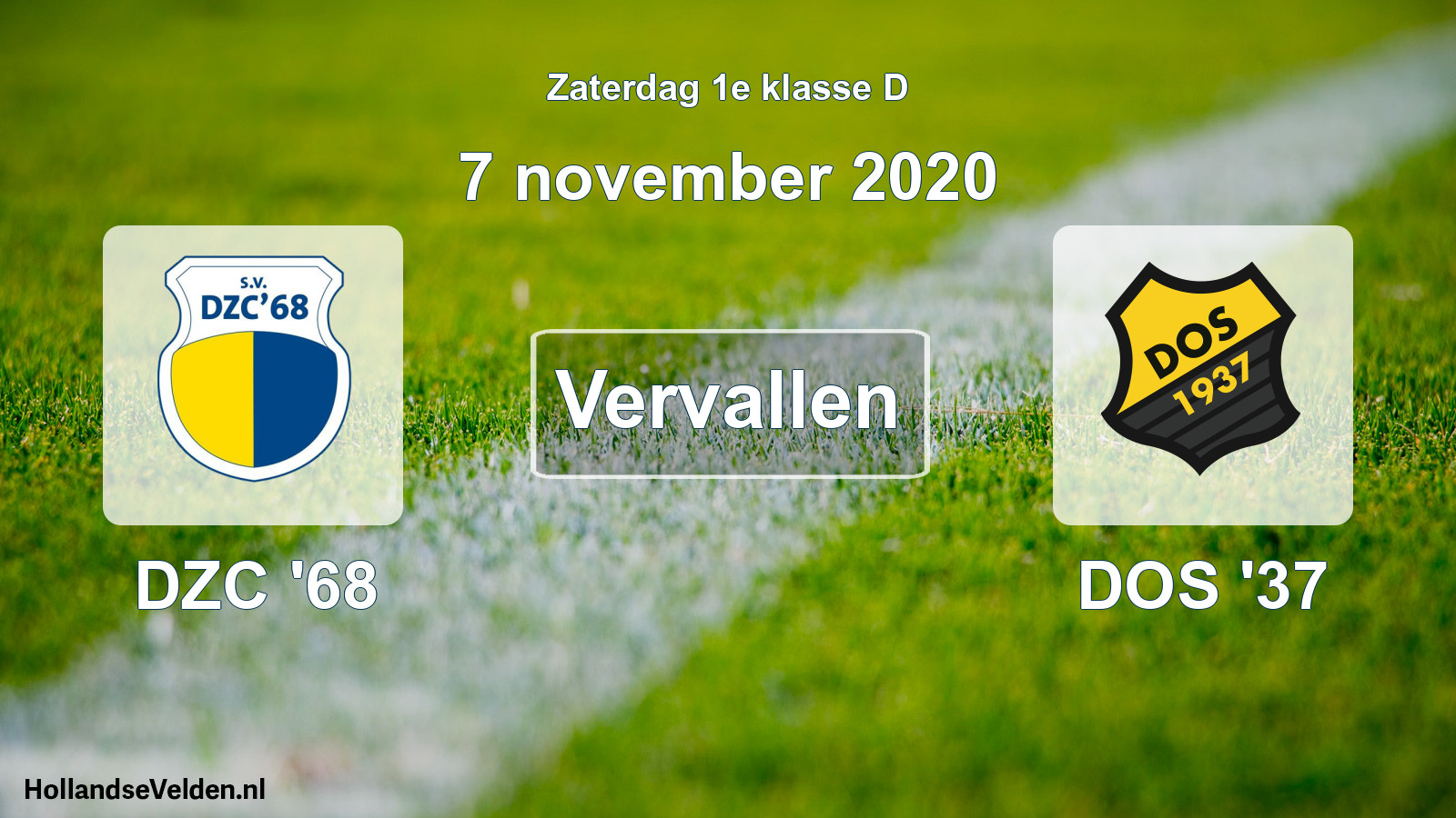 Scheduled Match: DZC '68 - DOS '37 (7 November 2020)