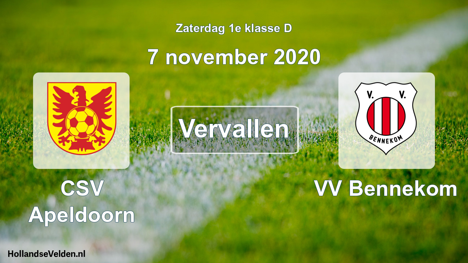 Scheduled Match: CSV Apeldoorn - VV Bennekom (7 November 2020)