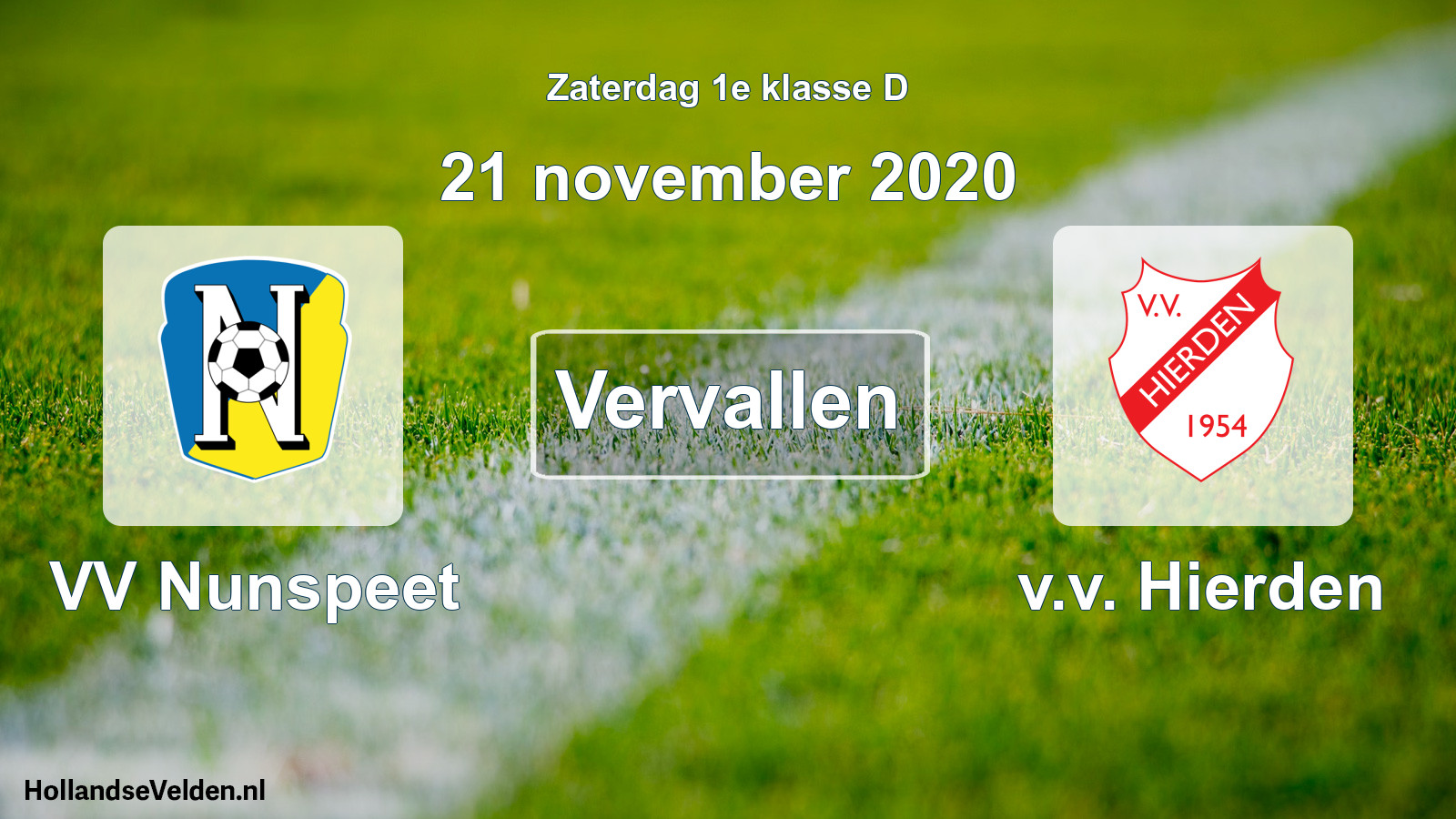 Scheduled Match: VV Nunspeet - v.v. Hierden (21 November 2020)