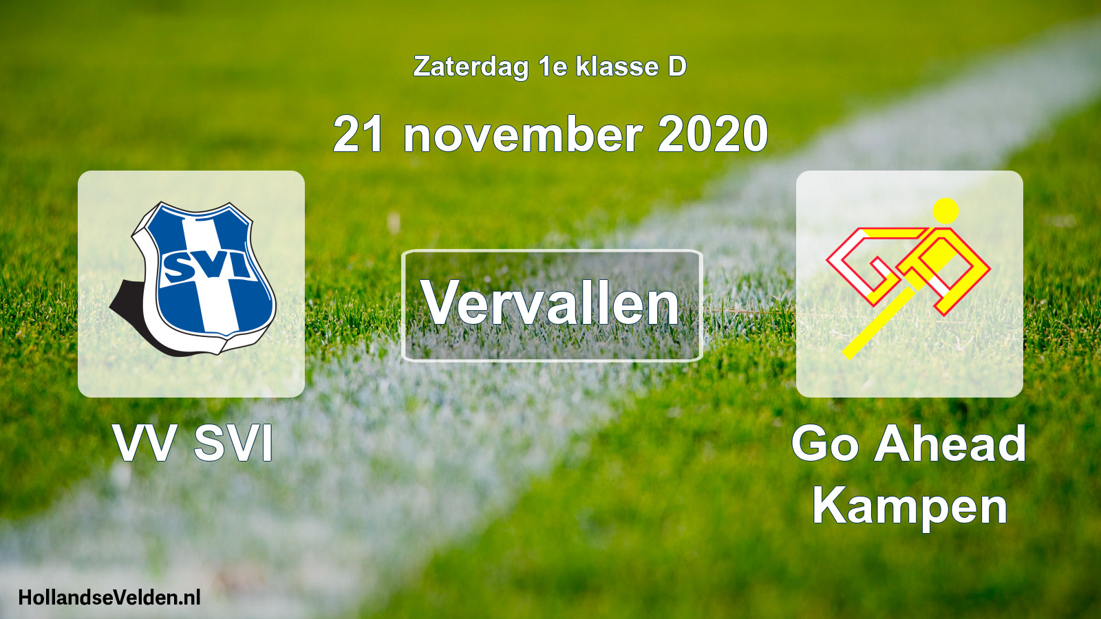 Scheduled Match: VV SVI - Go Ahead Kampen (21 November 2020)