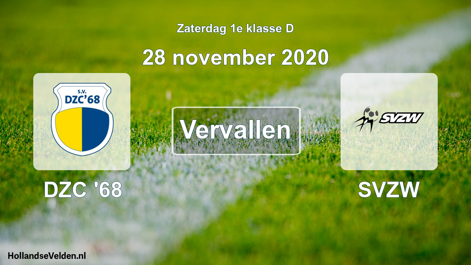 Scheduled Match: DZC '68 - SVZW (28 November 2020)
