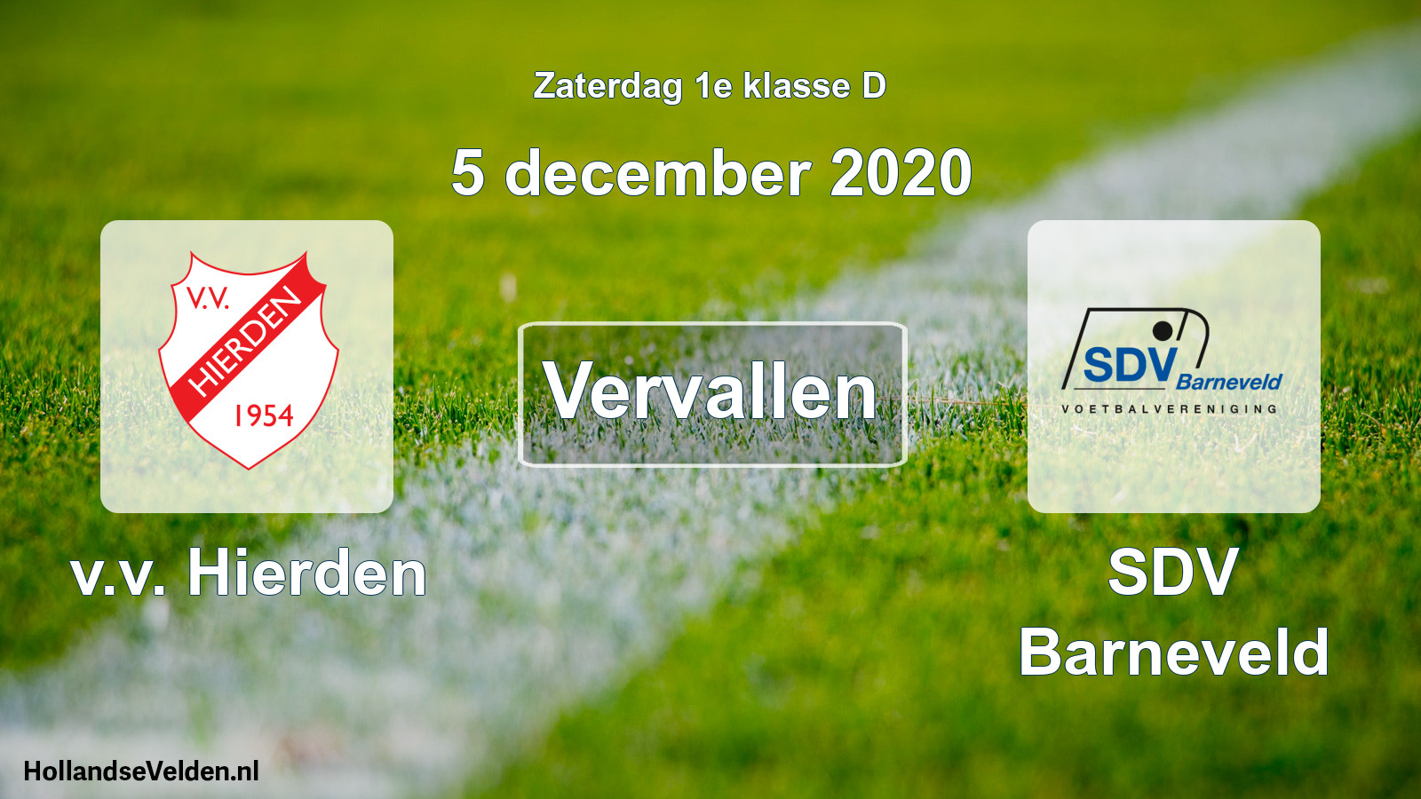 Scheduled Match: v.v. Hierden - SDV Barneveld (5 December 2020)