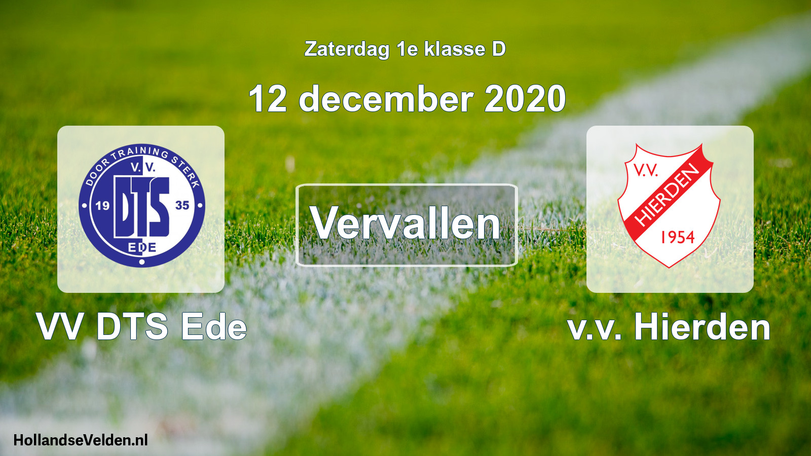 Scheduled Match: VV DTS Ede - v.v. Hierden (12 December 2020)