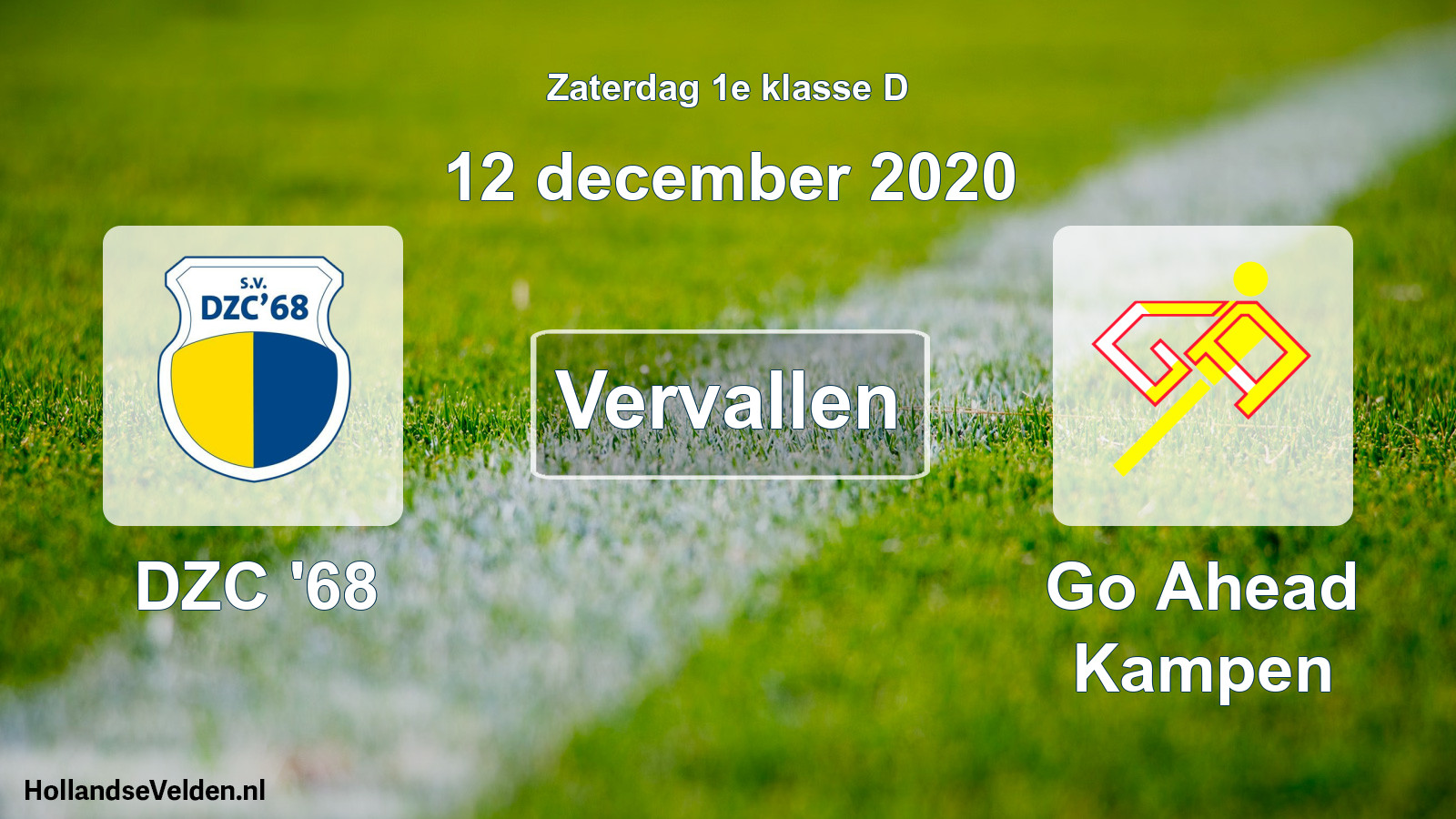 Scheduled Match: DZC '68 - Go Ahead Kampen (12 December 2020)
