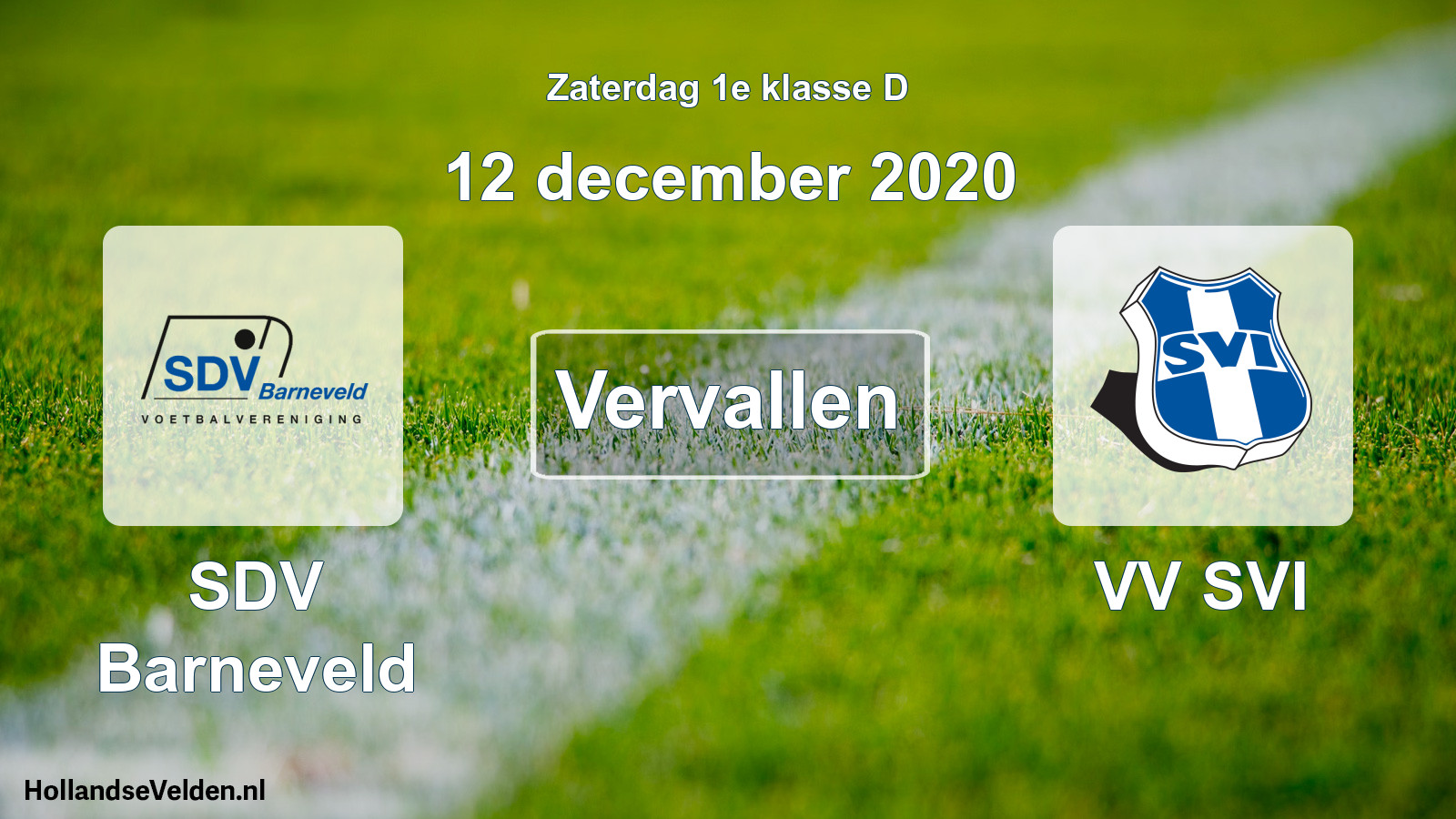 Scheduled Match: SDV Barneveld - VV SVI (12 December 2020)
