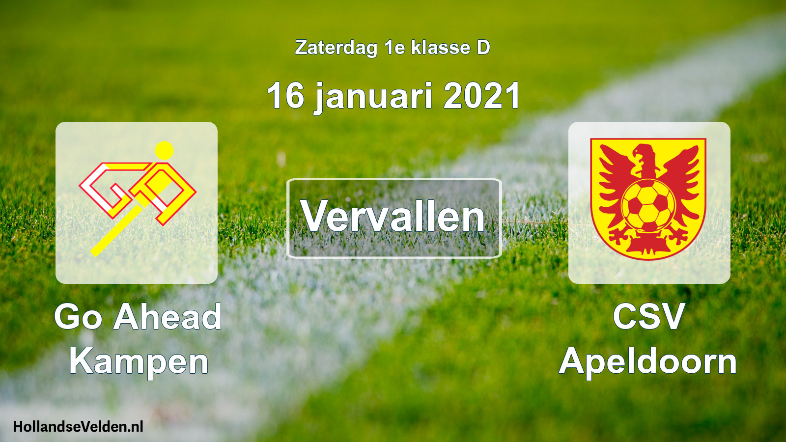 Scheduled Match: Go Ahead Kampen - CSV Apeldoorn (16 January 2021)