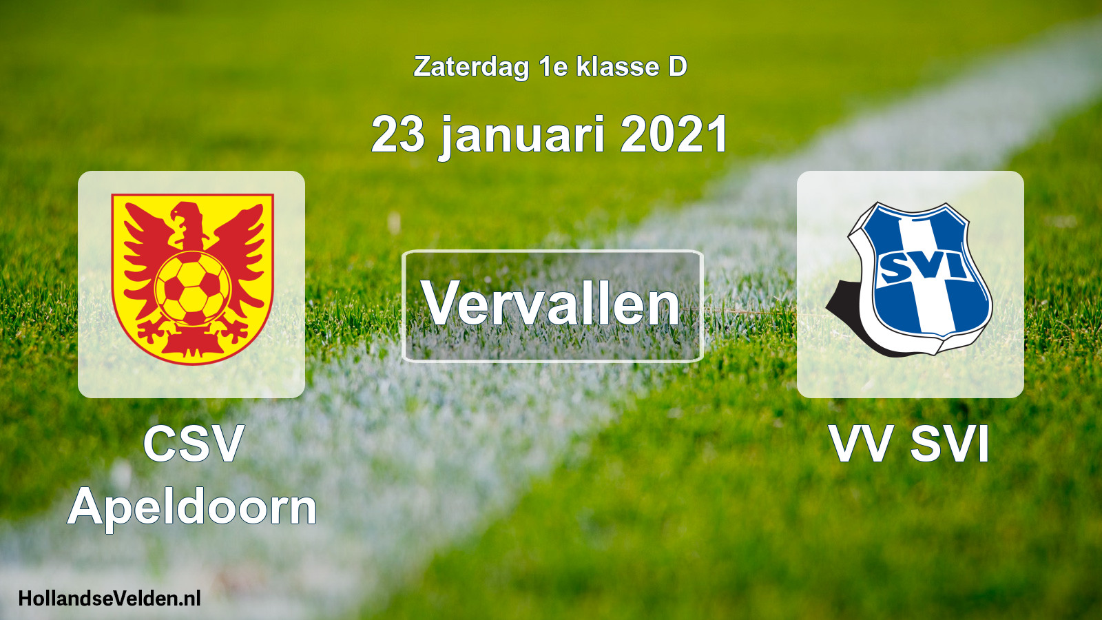 Scheduled Match: CSV Apeldoorn - VV SVI (23 January 2021)