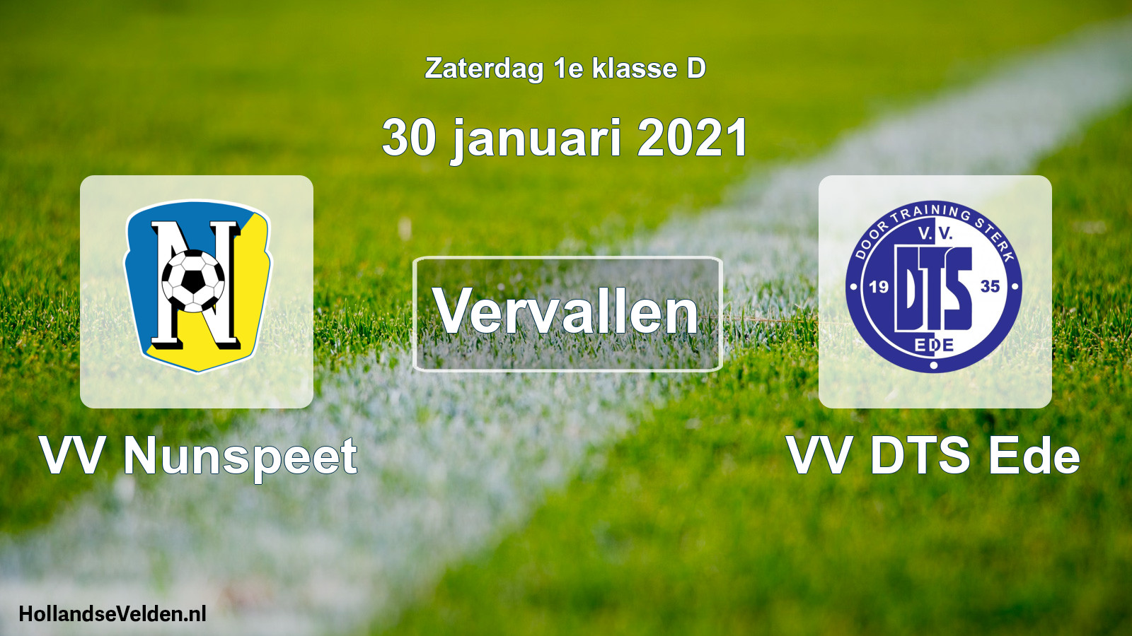 Scheduled Match: VV Nunspeet - VV DTS Ede (30 January 2021)