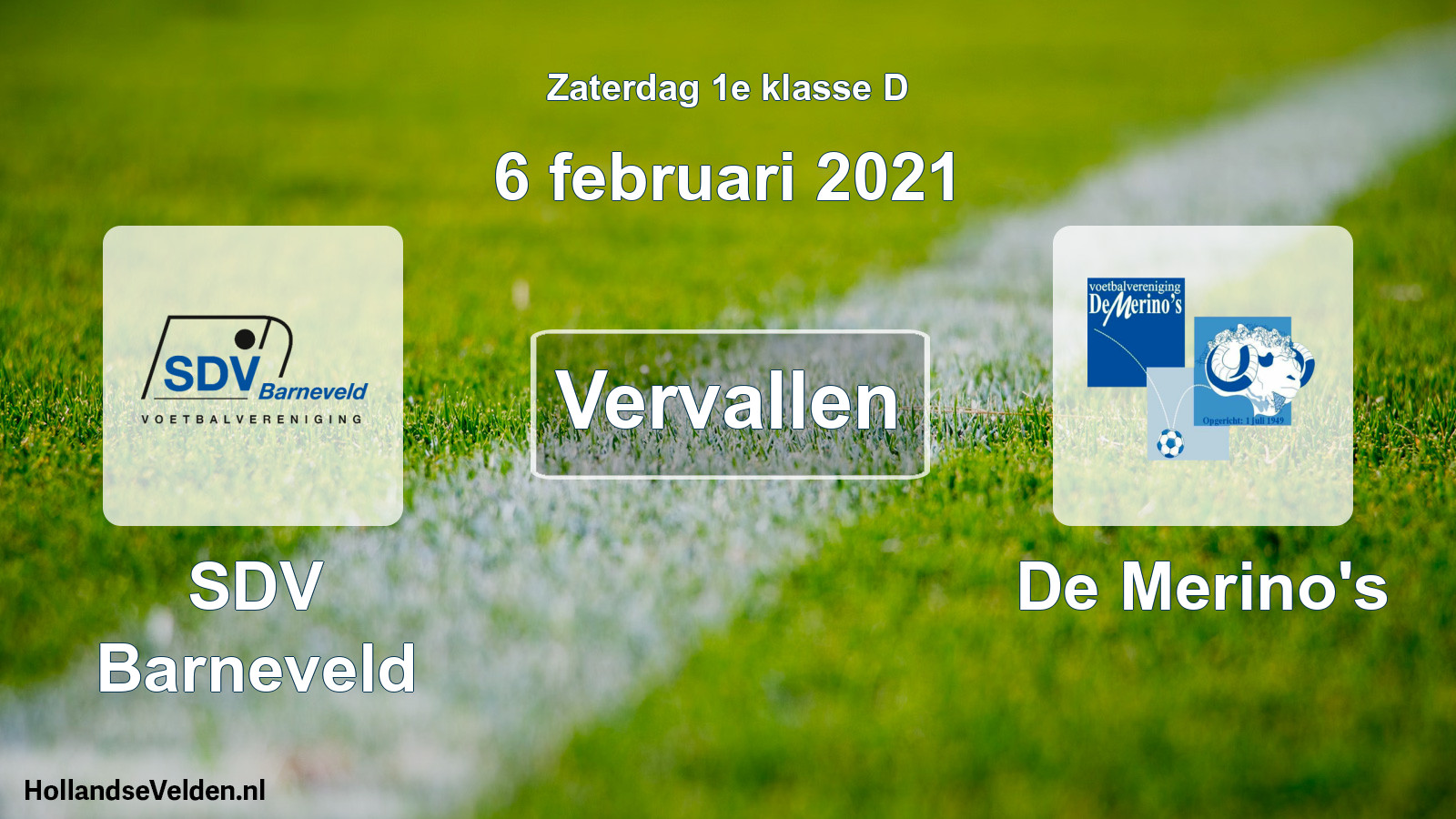 Scheduled Match: SDV Barneveld - De Merino's (6 February 2021)