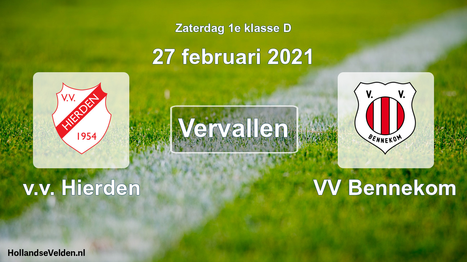 Scheduled Match: v.v. Hierden - VV Bennekom (27 February 2021)