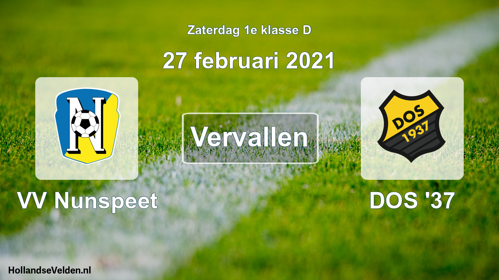 Scheduled Match: VV Nunspeet - DOS '37 (27 February 2021)