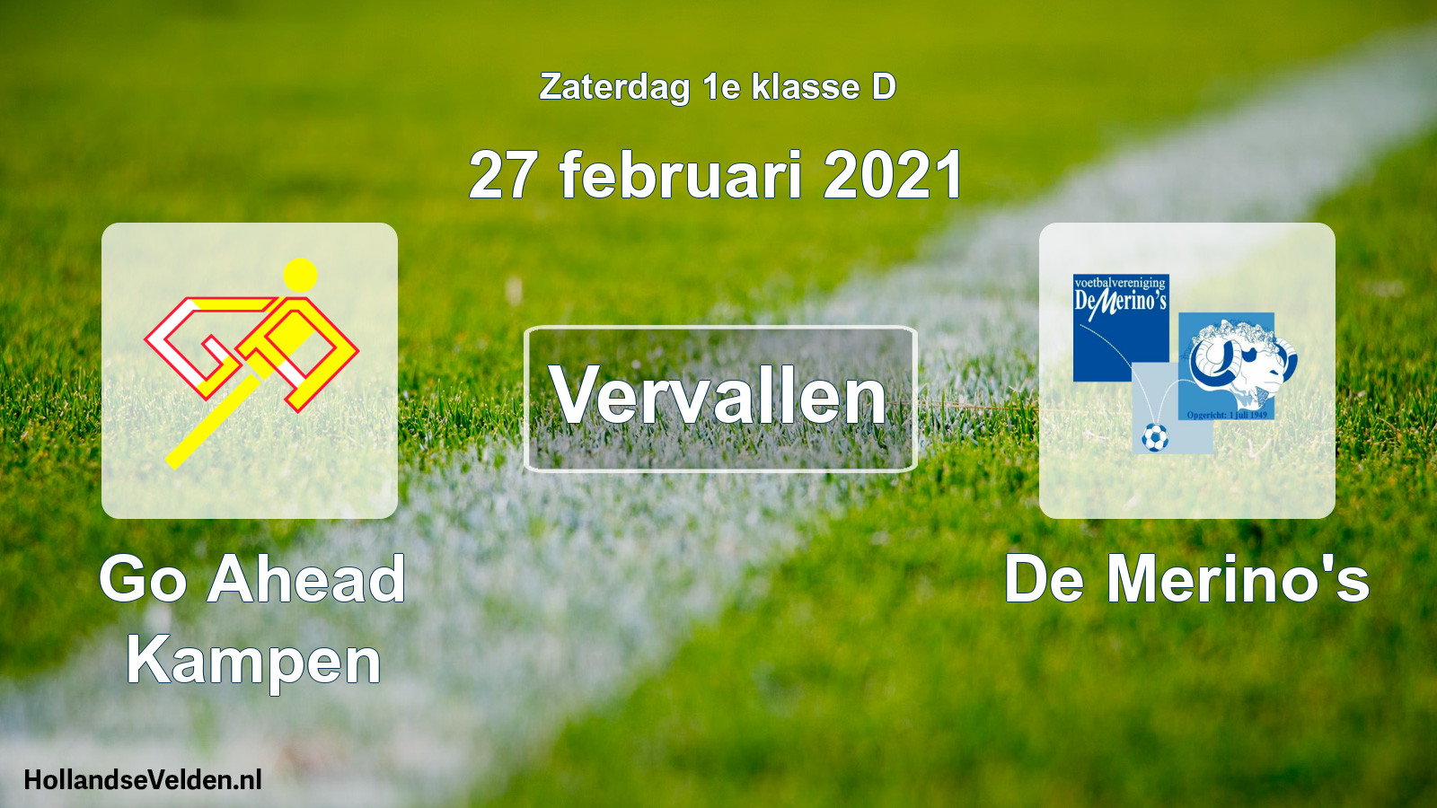 Scheduled Match: Go Ahead Kampen - De Merino's (27 February 2021)