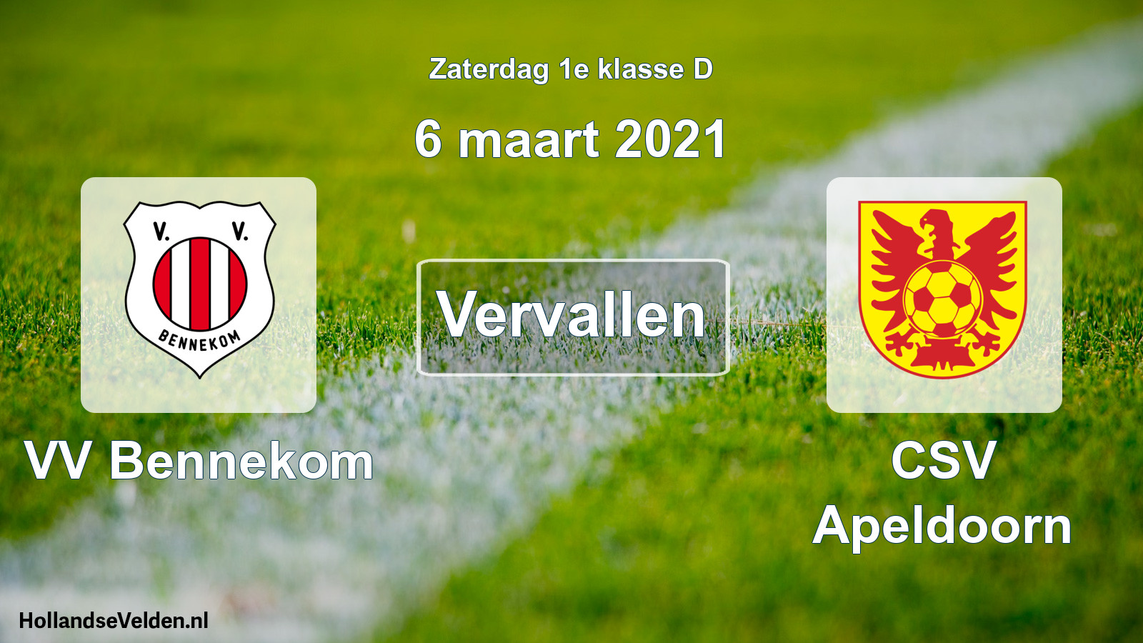 Scheduled Match: VV Bennekom - CSV Apeldoorn (6 March 2021)