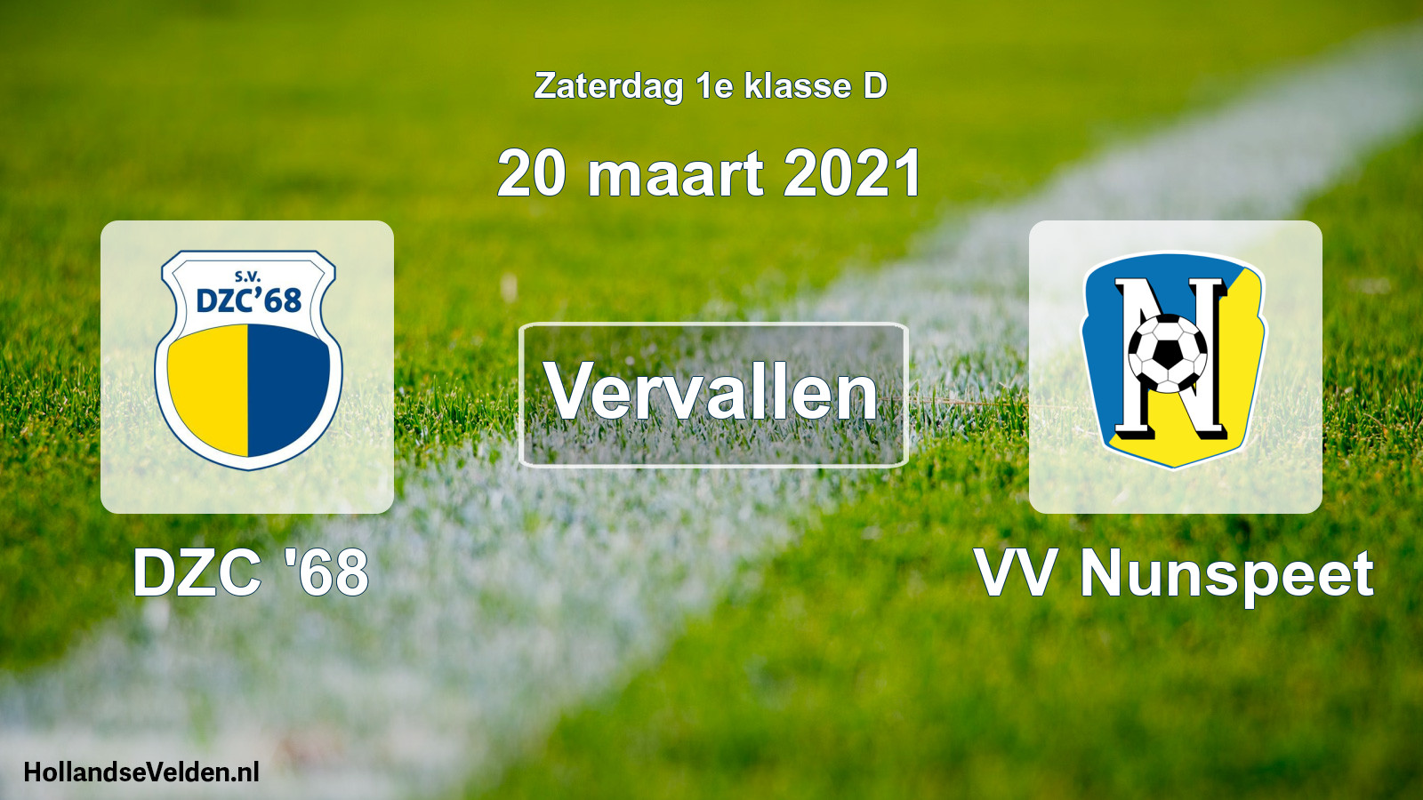 Scheduled Match: DZC '68 - VV Nunspeet (20 March 2021)