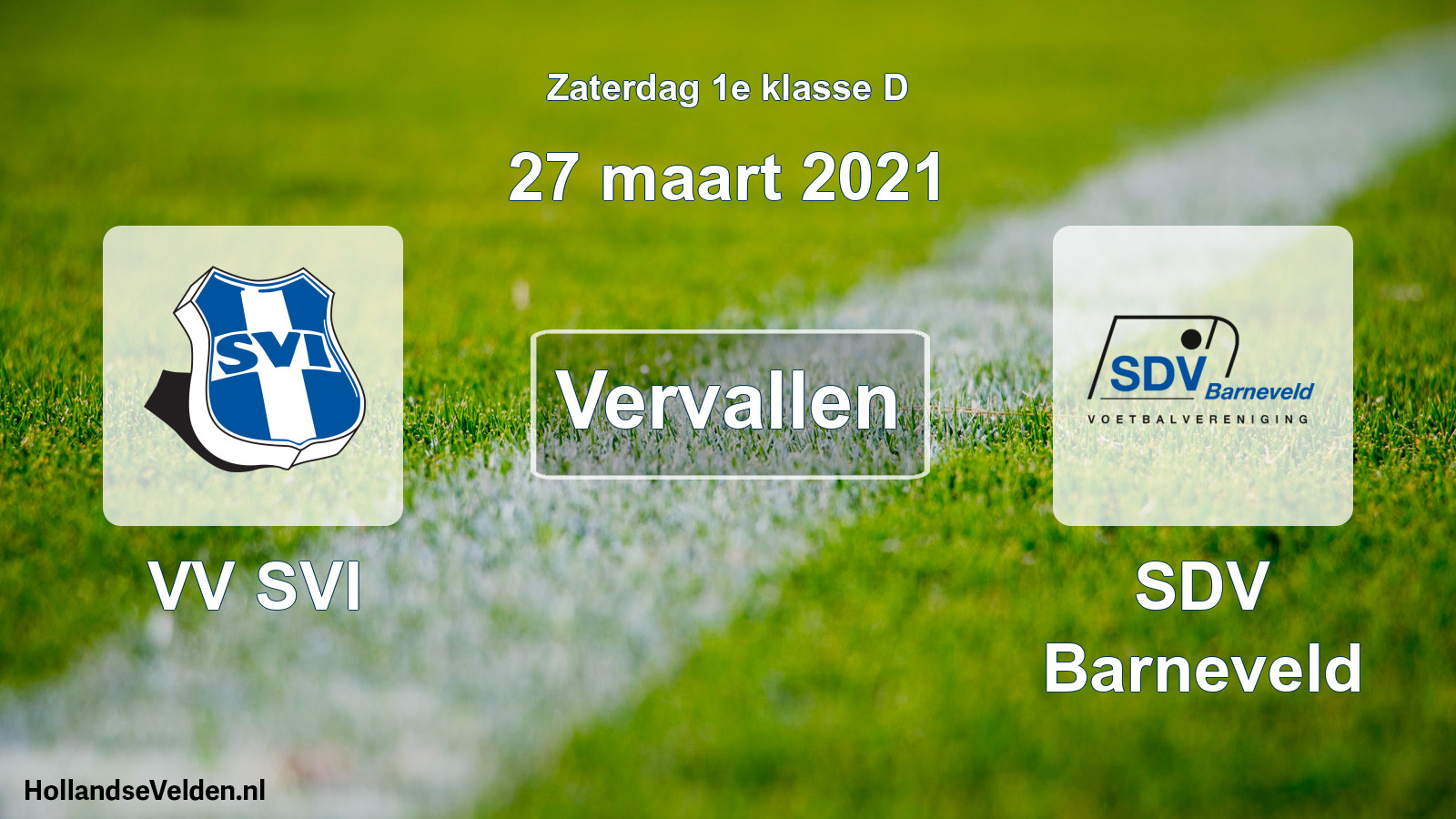 Scheduled Match: VV SVI - SDV Barneveld (27 March 2021)