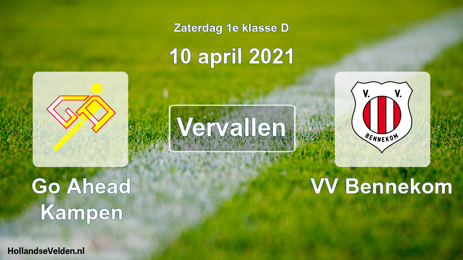Scheduled Match: Go Ahead Kampen - VV Bennekom (10 April 2021)