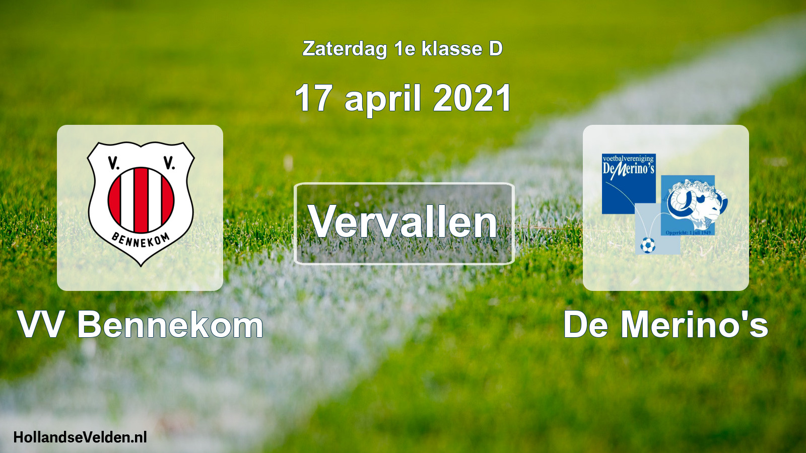 Scheduled Match: VV Bennekom - De Merino's (17 April 2021)