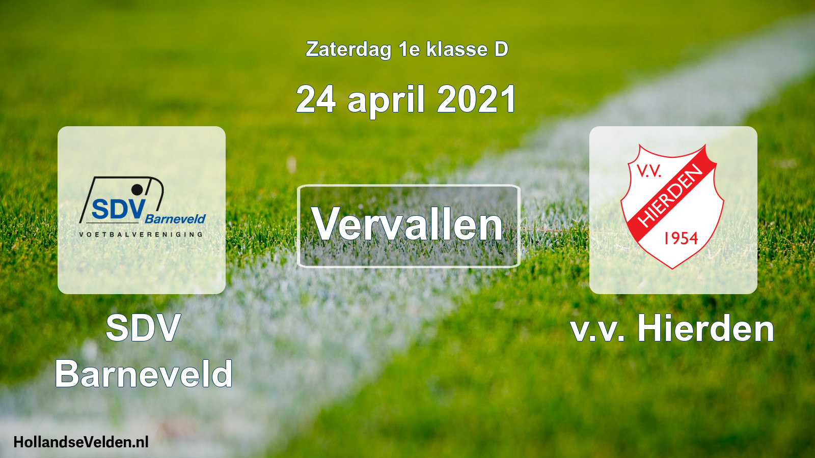 Scheduled Match: SDV Barneveld - v.v. Hierden (24 April 2021)