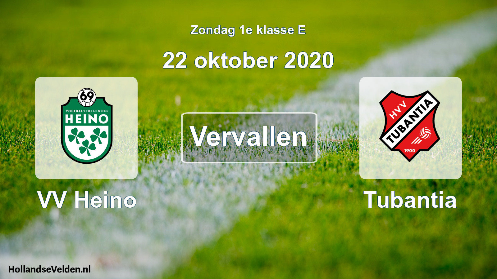 Scheduled Match: VV Heino - Tubantia (22 October 2020)