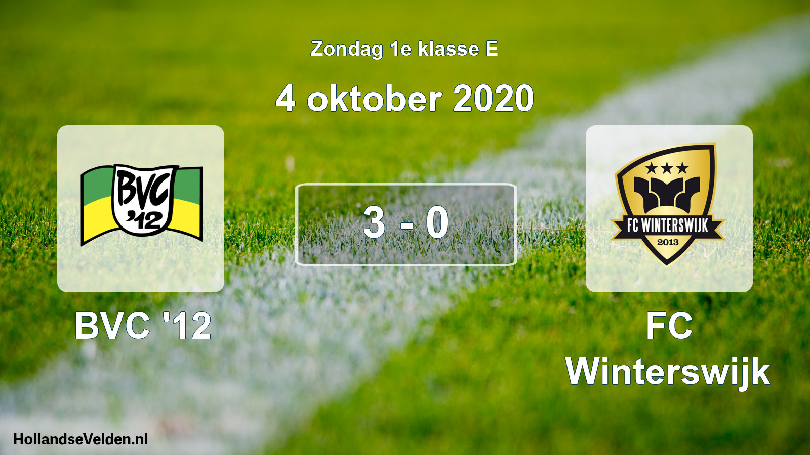 Total number of matches played: BVC '12 - FC Winterswijk 3 - 0 (4 October 2020)