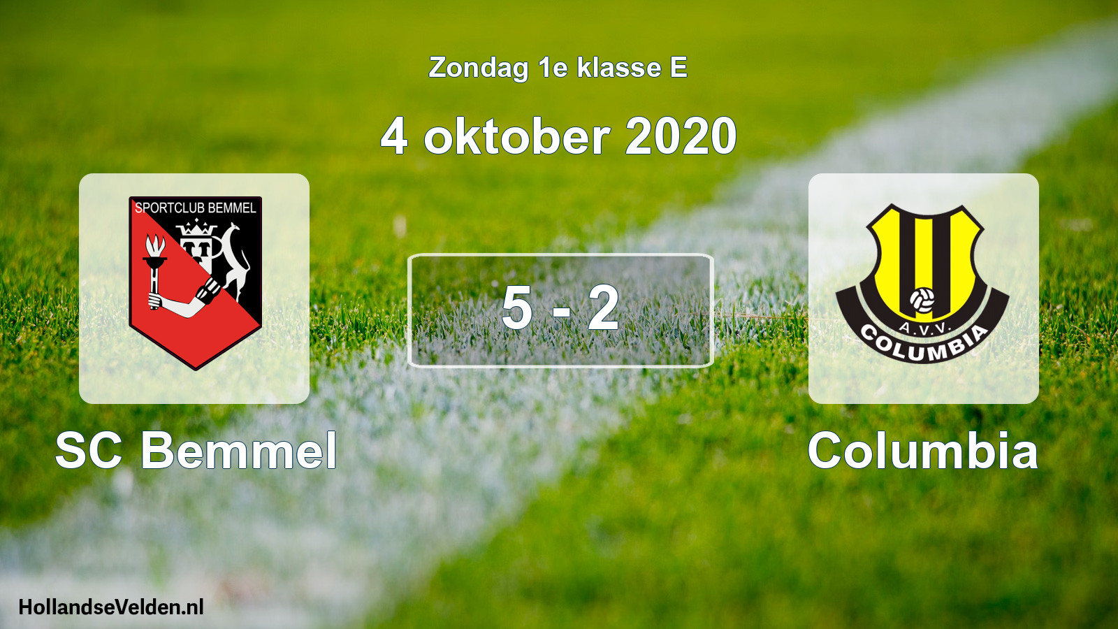 Total number of matches played: SC Bemmel - Columbia 5 - 2 (4 October 2020)