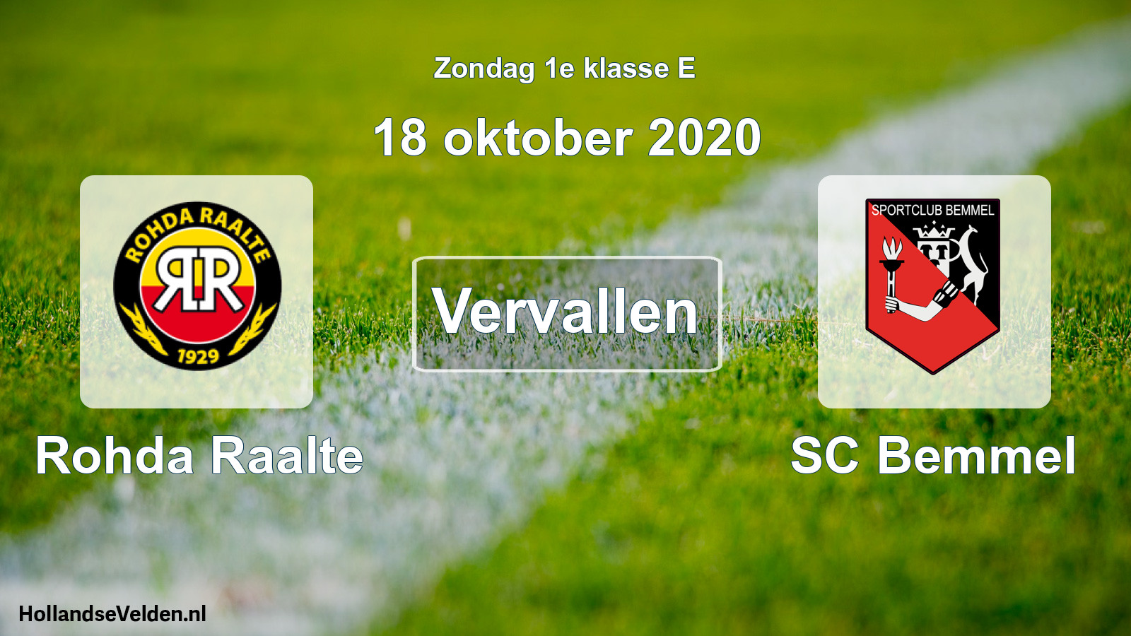 Scheduled Match: Rohda Raalte - SC Bemmel (18 October 2020)