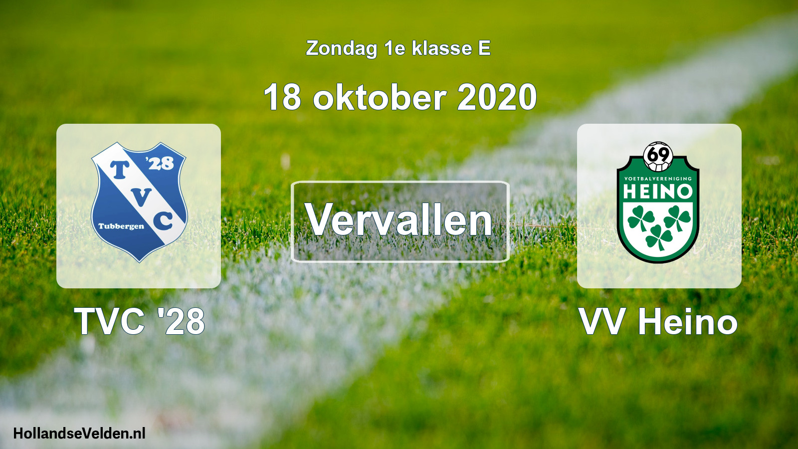 Scheduled Match: TVC '28 - VV Heino (18 October 2020)